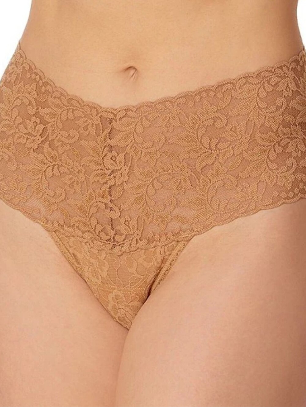 NEW HANKY PANKY Signature Lace Retro Thong Beige One Size Fits 0-12